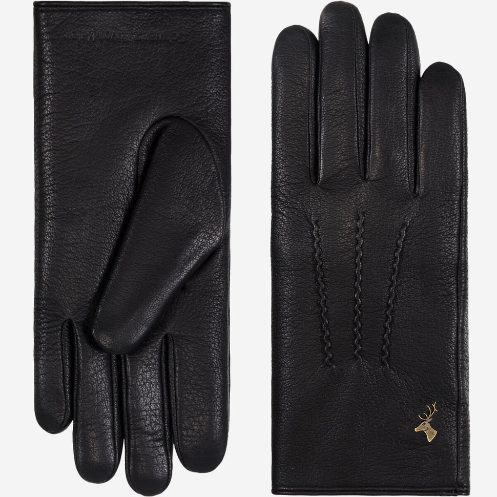 Alessandra (black) - goatskin leather gloves with lambswool lining & touchscreen feature- Schwartz & von Halen - UK - 2