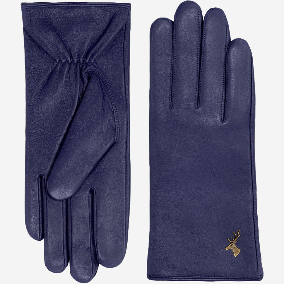 Ivy (blue) – sheepskin leather gloves with wool/cashmere lining & touchscreen feature - Schwartz & von Halen - UK - 2