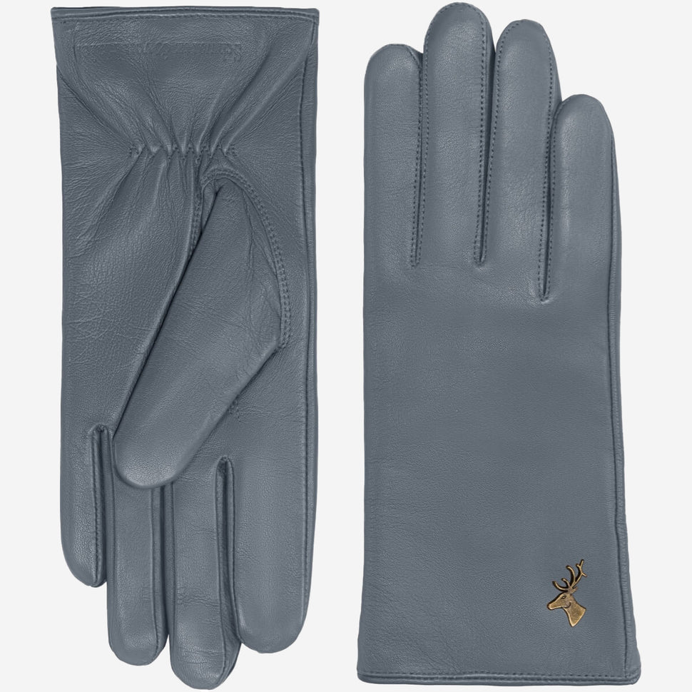 Ivy (grey) – sheepskin leather gloves with wool/cashmere lining & touchscreen feature - Schwartz & von Halen - UK - 2