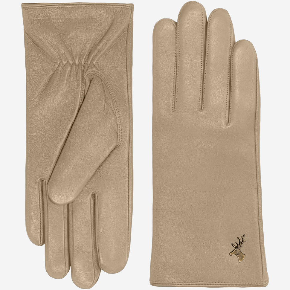 Ivy (beige) – sheepskin leather gloves with wool/cashmere lining & touchscreen feature - Schwartz & von Halen - UK - 2