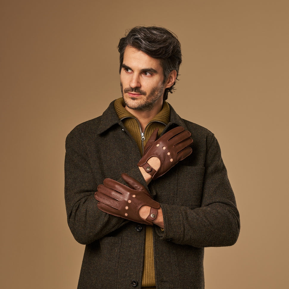 Austin (brown) – luxurious driving gloves made of American deerskin leather - Schwartz & von Halen - UK - 8