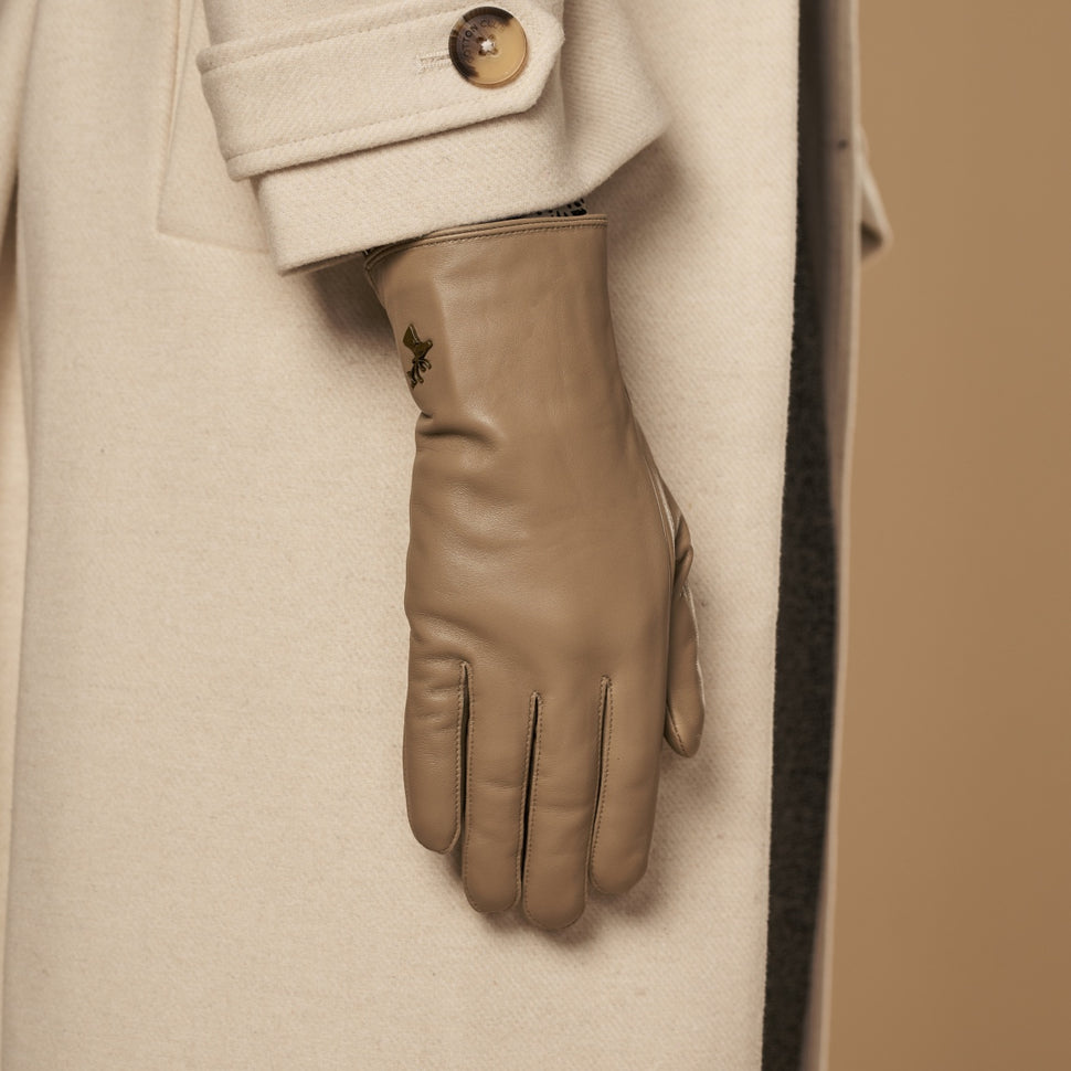 Ivy (beige) – sheepskin leather gloves with wool/cashmere lining & touchscreen feature - Schwartz & von Halen - UK - 9