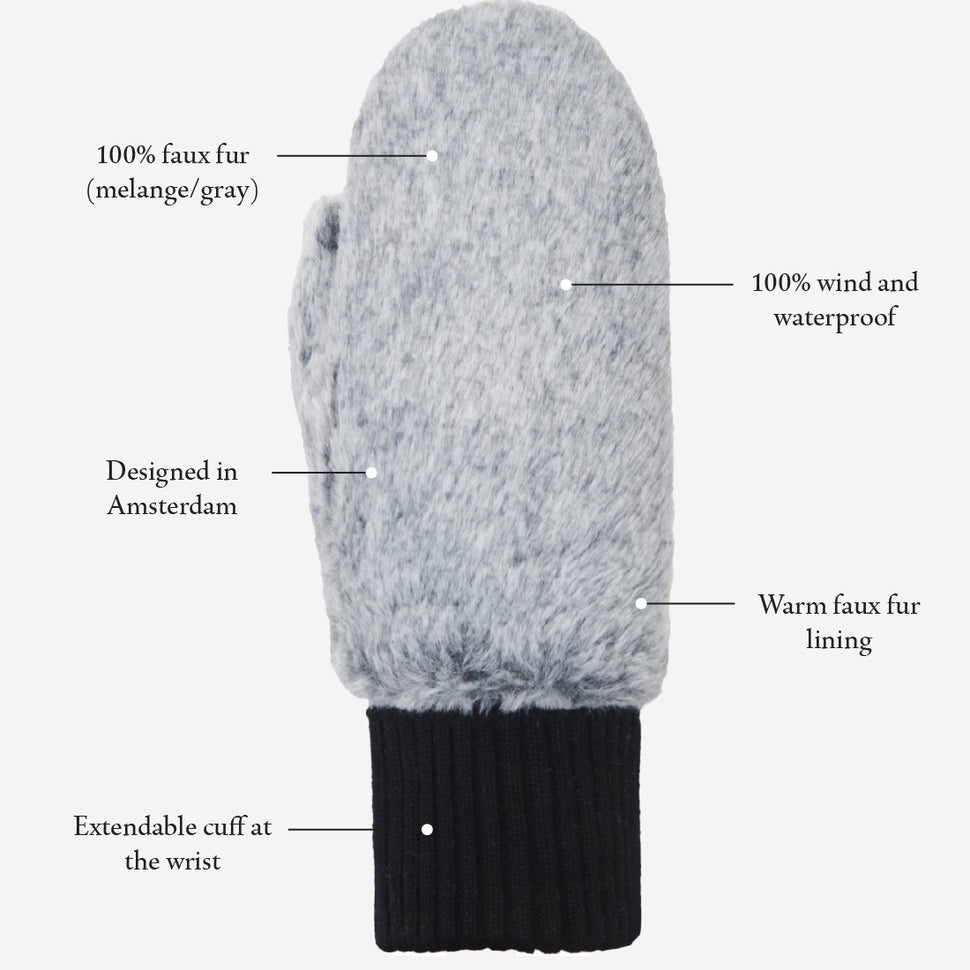 Camila – fluffy mittens with faux lamb fur lining and adjustable cuff- Schwartz & von Halen - UK - 9