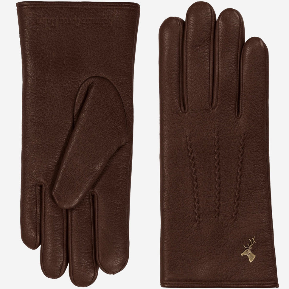 Alessandra (brown) - goatskin leather gloves with lambswool lining & touchscreen feature- Schwartz & von Halen - UK - 2