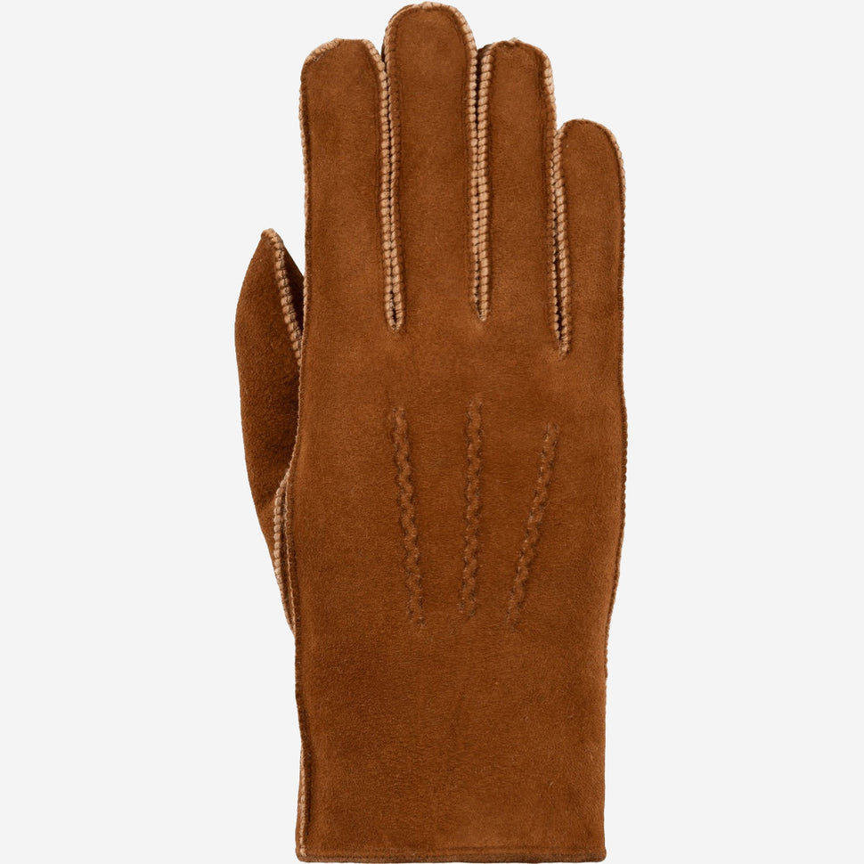 Clooney (camel) - suede leather gloves with luxurious sheep fur lining - Schwartz & von Halen - UK - 1