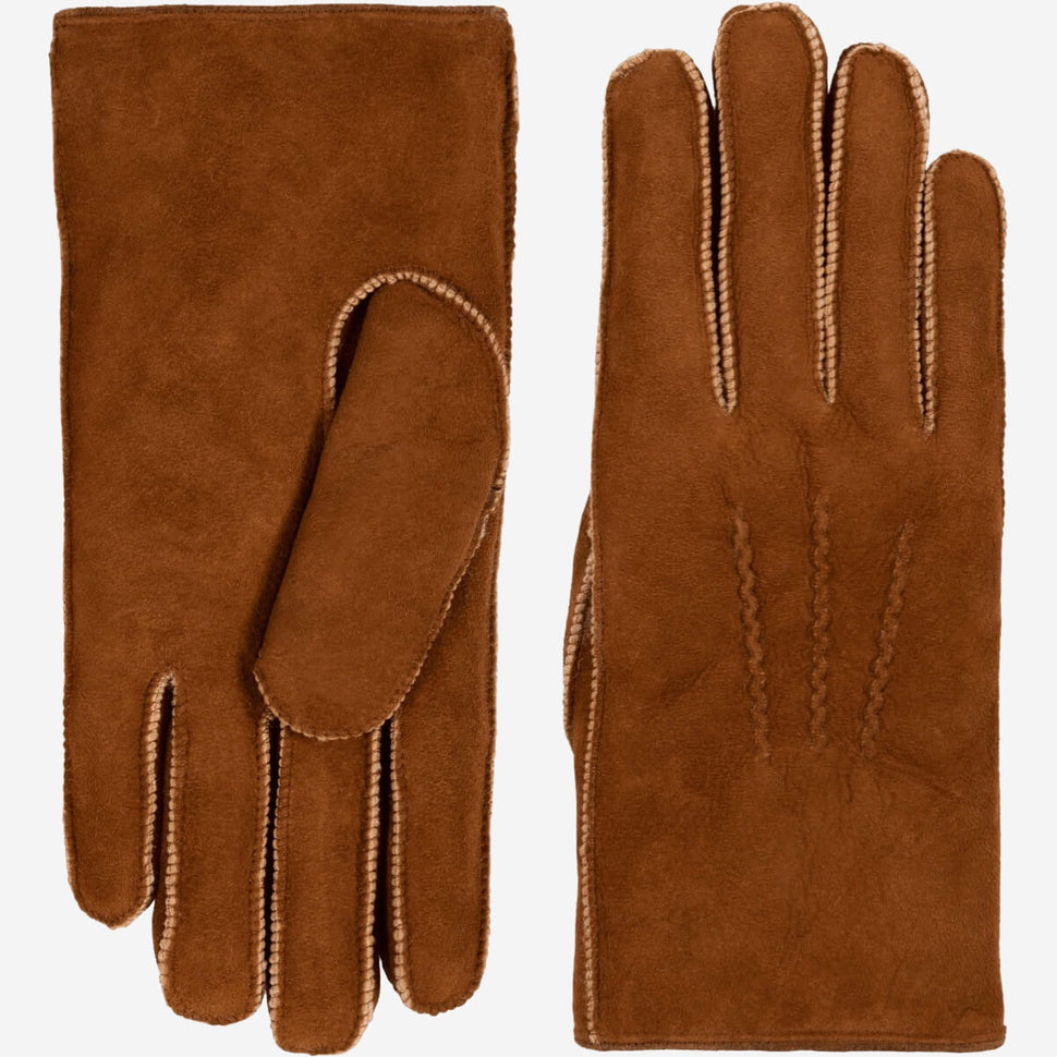 Clooney (camel) - suede leather gloves with luxurious sheep fur lining - Schwartz & von Halen - UK - 2
