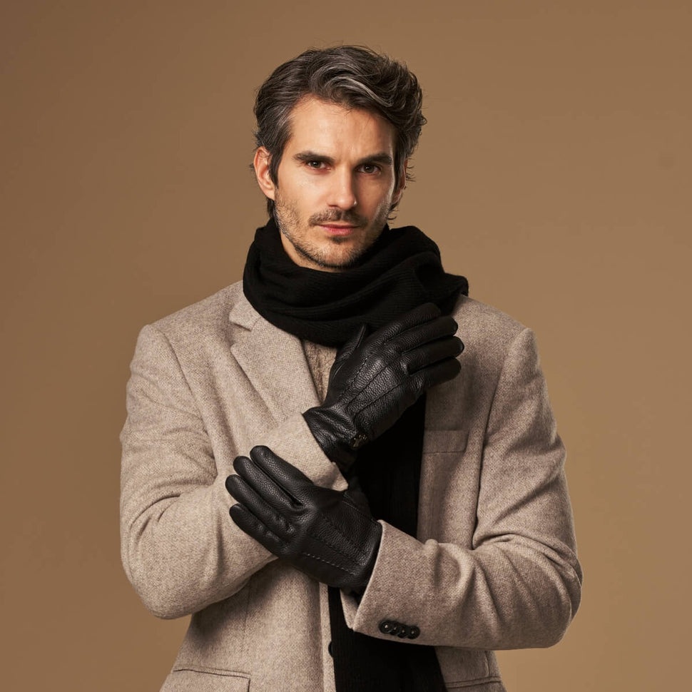 Columbus (black) – deerskin (American deerskin) leather gloves with warm wool lining - Schwartz & von Halen - UK - 5