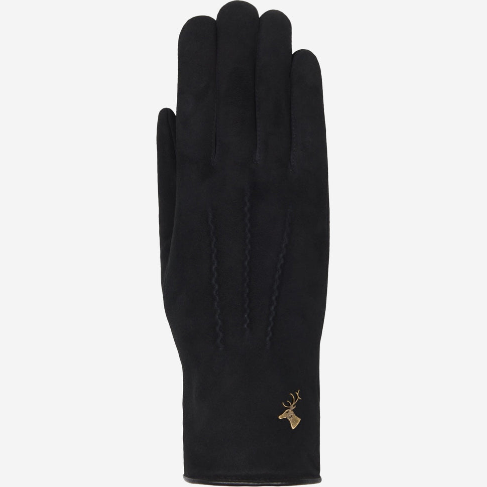 Elizabeth (black) - suede leather gloves with warm faux fur lining - Schwartz & von Halen - UK - 1