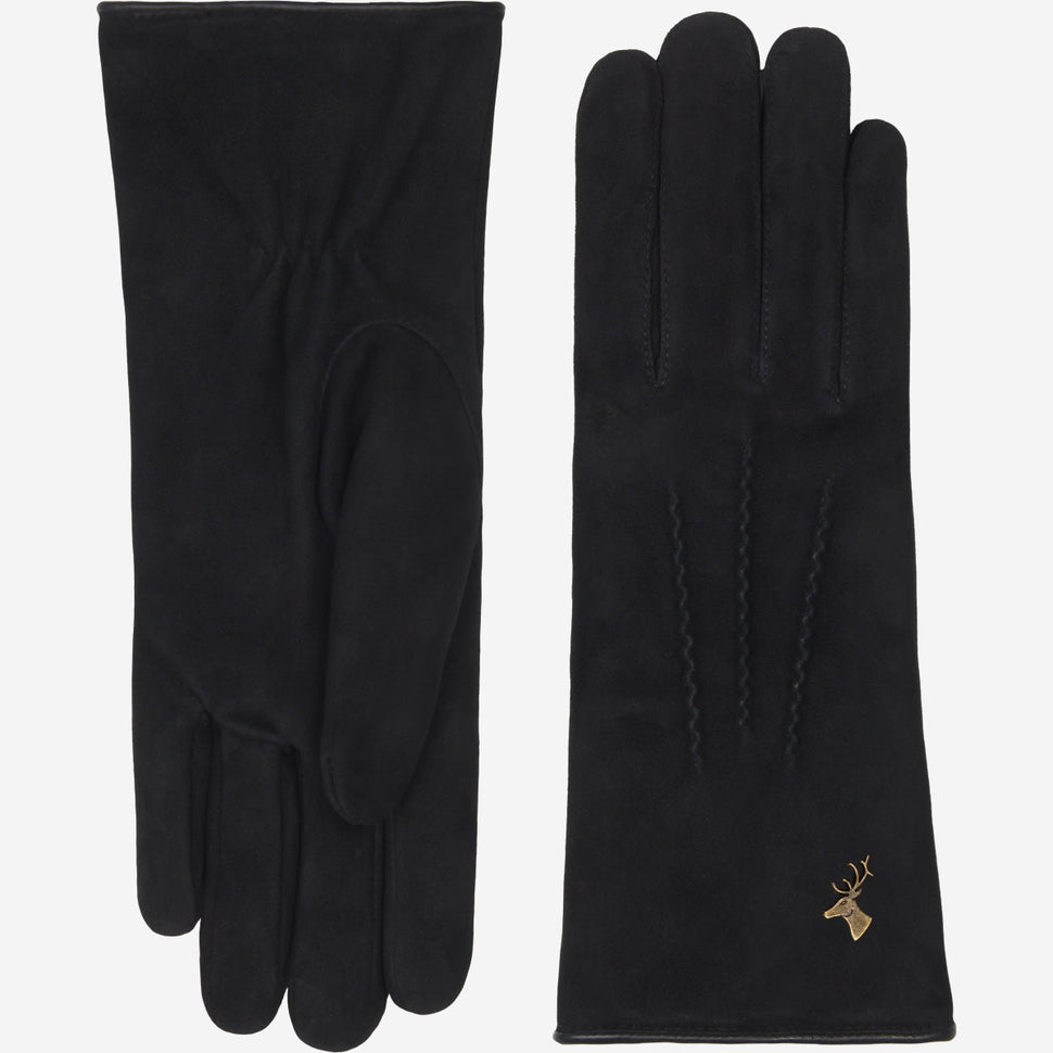 Elizabeth (black) - suede leather gloves with warm faux fur lining - Schwartz & von Halen - UK - 2