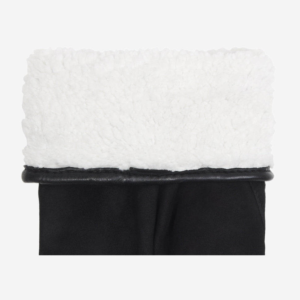 Elizabeth (black) - suede leather gloves with warm faux fur lining - Schwartz & von Halen - UK - 3