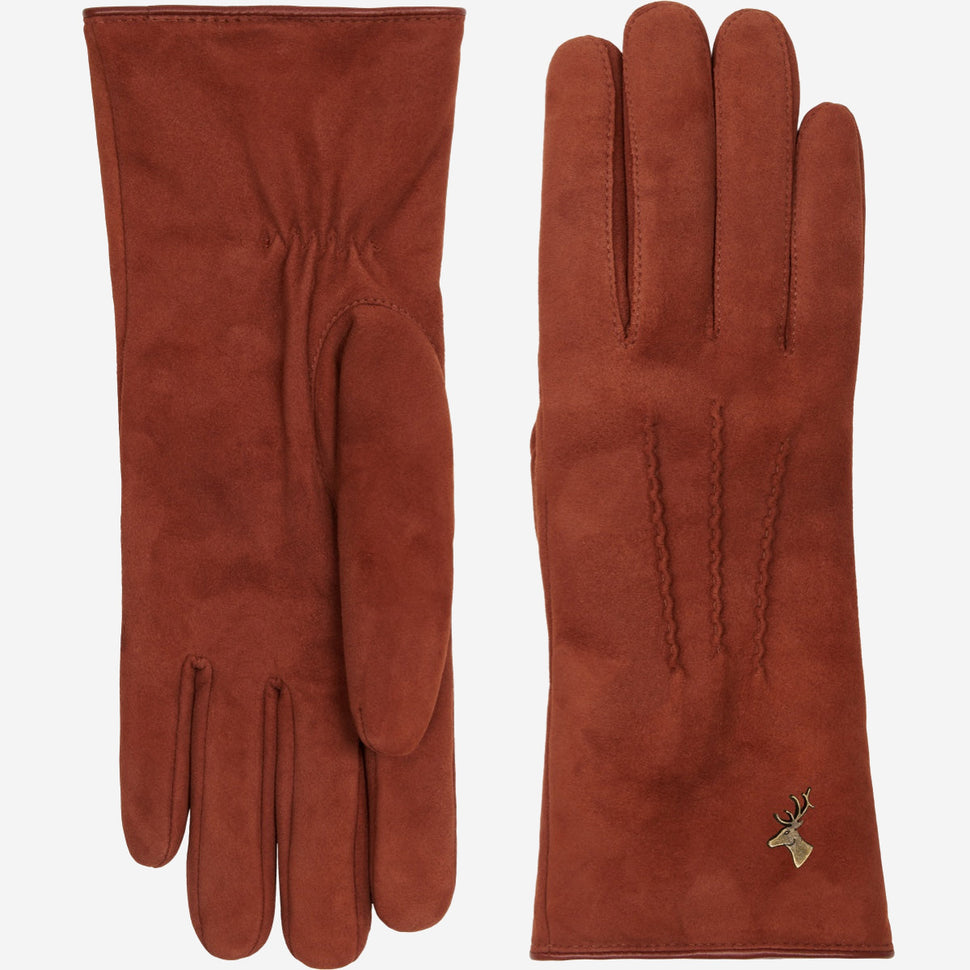 Elizabeth (brown) - suede leather gloves with warm faux fur lining - Schwartz & von Halen - UK - 2