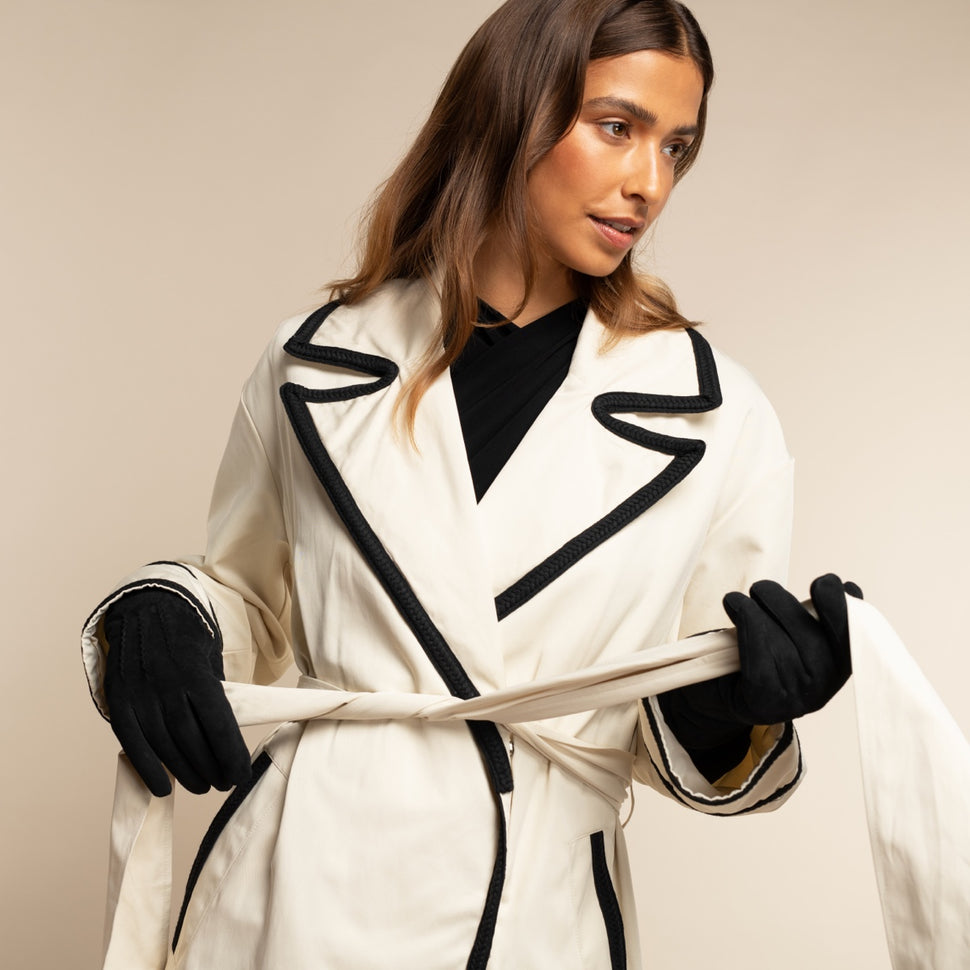 Elizabeth (black) - suede leather gloves with warm faux fur lining - Schwartz & von Halen - UK - 11