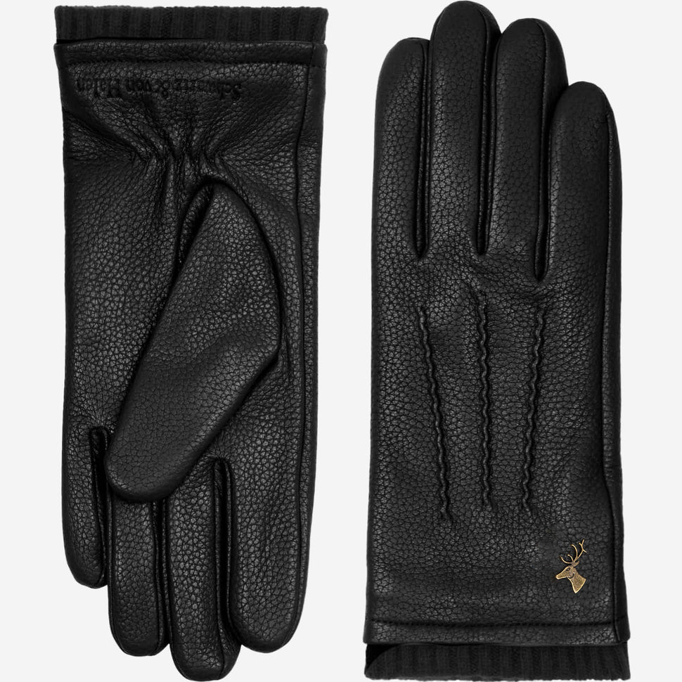 Emily (black) – deerskin (American deerskin) leather gloves with warm wool lining - Schwartz & von Halen - UK - 2