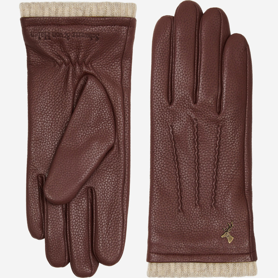 Emily (brown) – deerskin (American deerskin) leather gloves with warm wool lining - Schwartz & von Halen - UK - 2