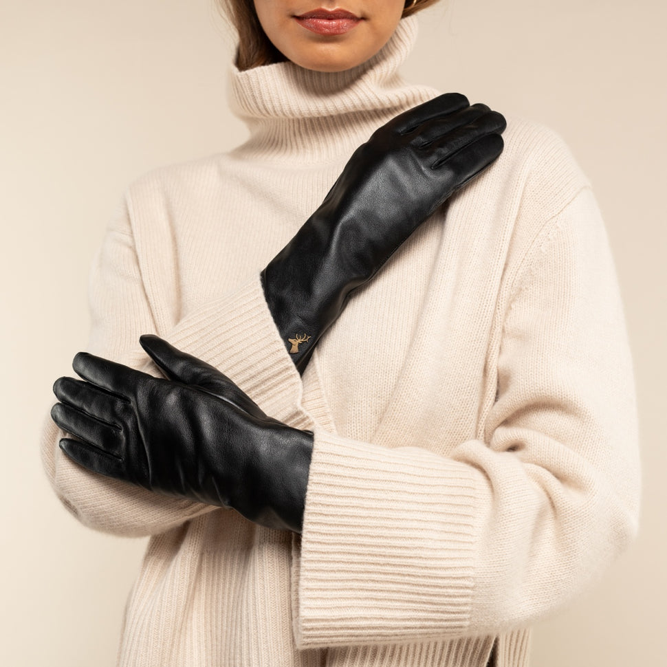 Emma - extra-long sheepskin leather gloves with wool/cashmere lining & touchscreen feature - Schwartz & von Halen - UK - 8