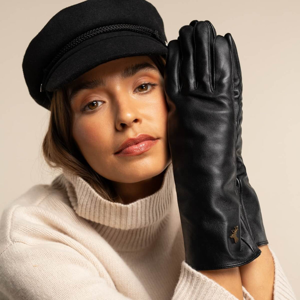 Emma - extra-long sheepskin leather gloves with wool/cashmere lining & touchscreen feature - Schwartz & von Halen - UK - 9