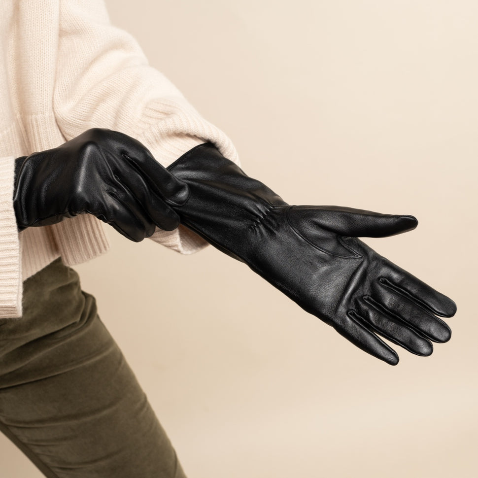 Emma - extra-long sheepskin leather gloves with wool/cashmere lining & touchscreen feature - Schwartz & von Halen - UK - 10