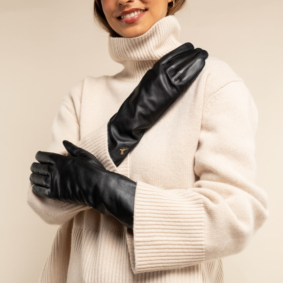 Emma - extra-long sheepskin leather gloves with wool/cashmere lining & touchscreen feature - Schwartz & von Halen - UK - 13