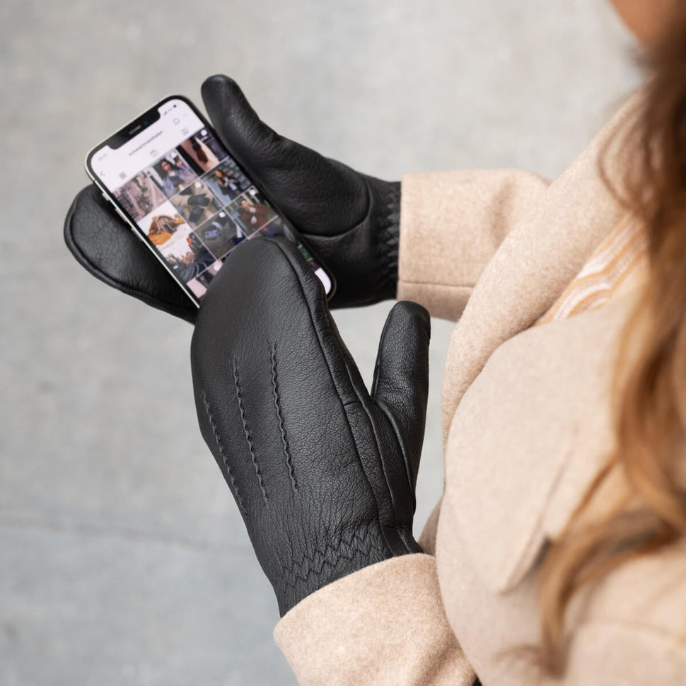 Eva - elegant goatskin mittens with luxury faux fur lining - Schwartz & von Halen - UK - 6