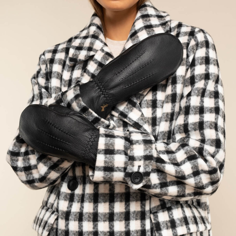 Eva - elegant goatskin mittens with luxury faux fur lining - Schwartz & von Halen - UK - 8