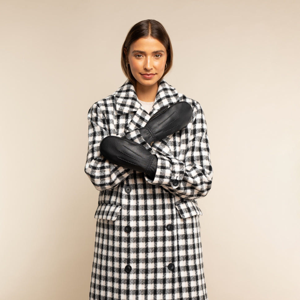 Eva - elegant goatskin mittens with luxury faux fur lining - Schwartz & von Halen - UK - 9