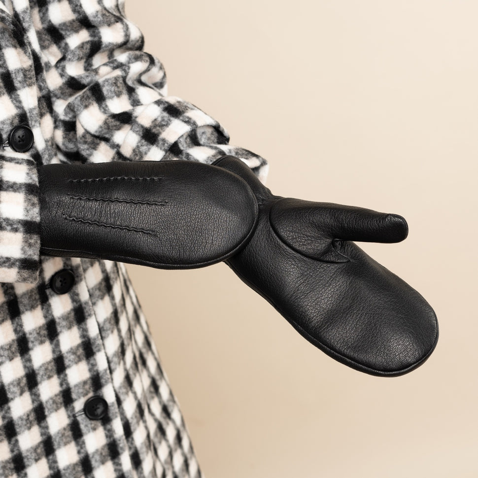 Eva - elegant goatskin mittens with luxury faux fur lining - Schwartz & von Halen - UK - 12