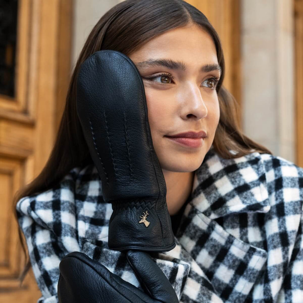 Eva - elegant goatskin mittens with luxury faux fur lining - Schwartz & von Halen - UK - 7