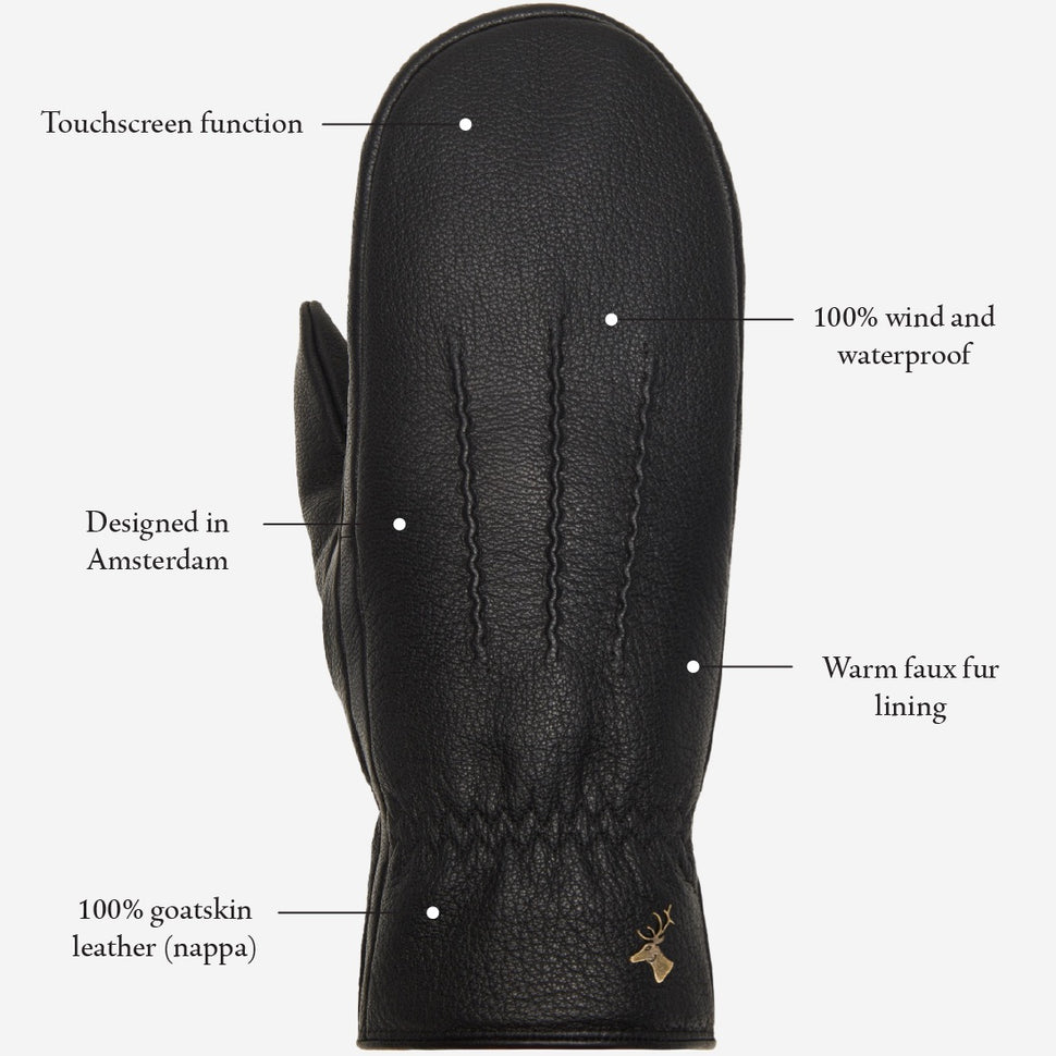 Eva - elegant goatskin mittens with luxury faux fur lining - Schwartz & von Halen - UK - 15