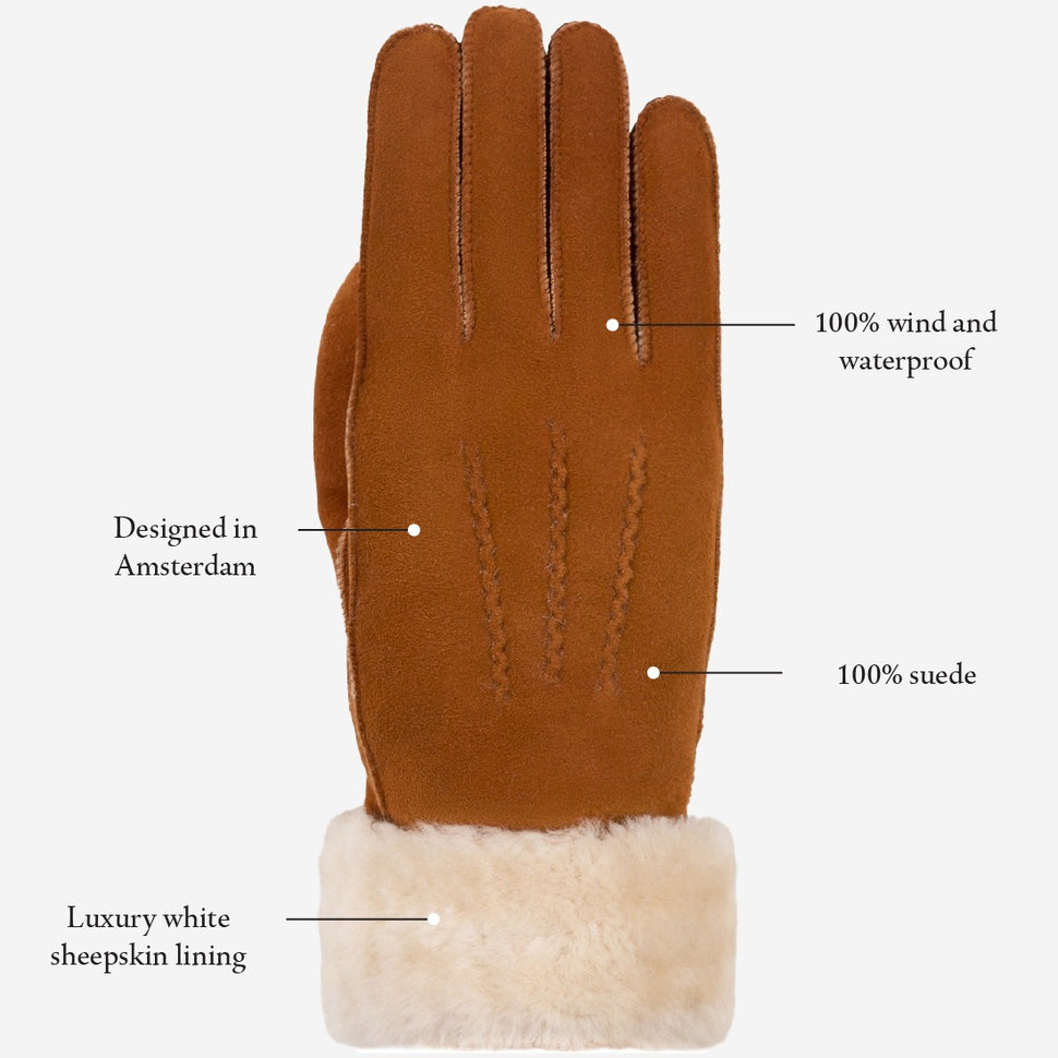 Giocante - suede leather gloves with luxurious sheep fur lining - Schwartz & von Halen - UK - 12