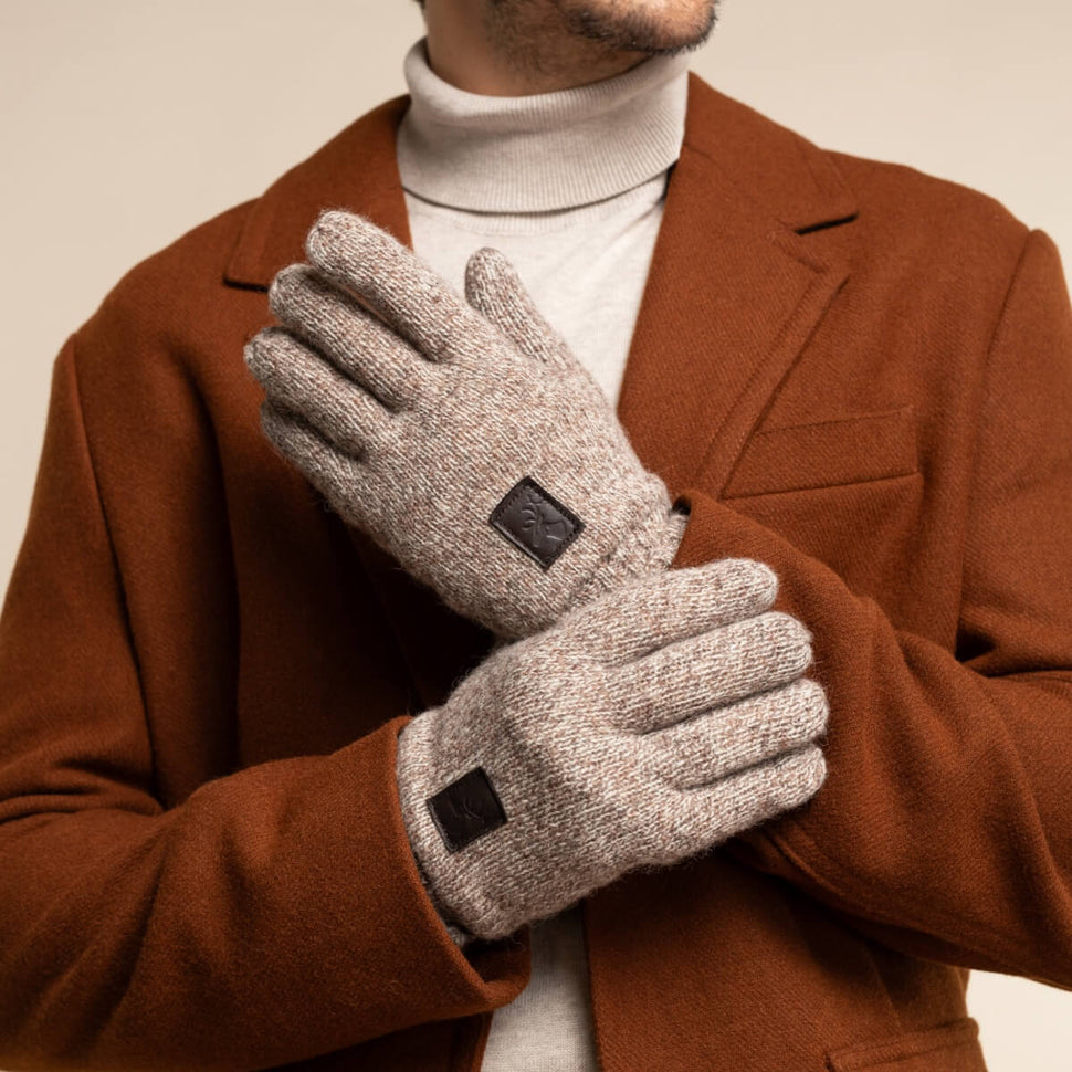 Hudson (light grey) - knitted gloves from Shetland wool with warm fleece lining - Schwartz & von Halen - UK - 8