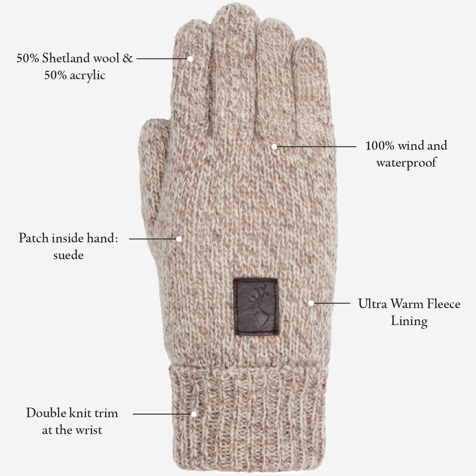 Hudson (light grey) - knitted gloves from Shetland wool with warm fleece lining - Schwartz & von Halen - UK - 13