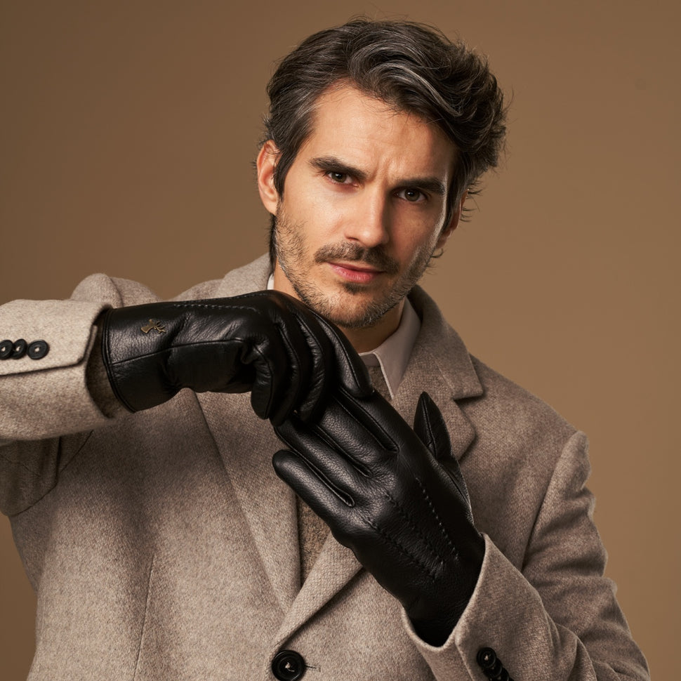 Hunter (black) – goatskin leather gloves with lambswool lining & touchscreen feature - Schwartz & von Halen - UK - 13