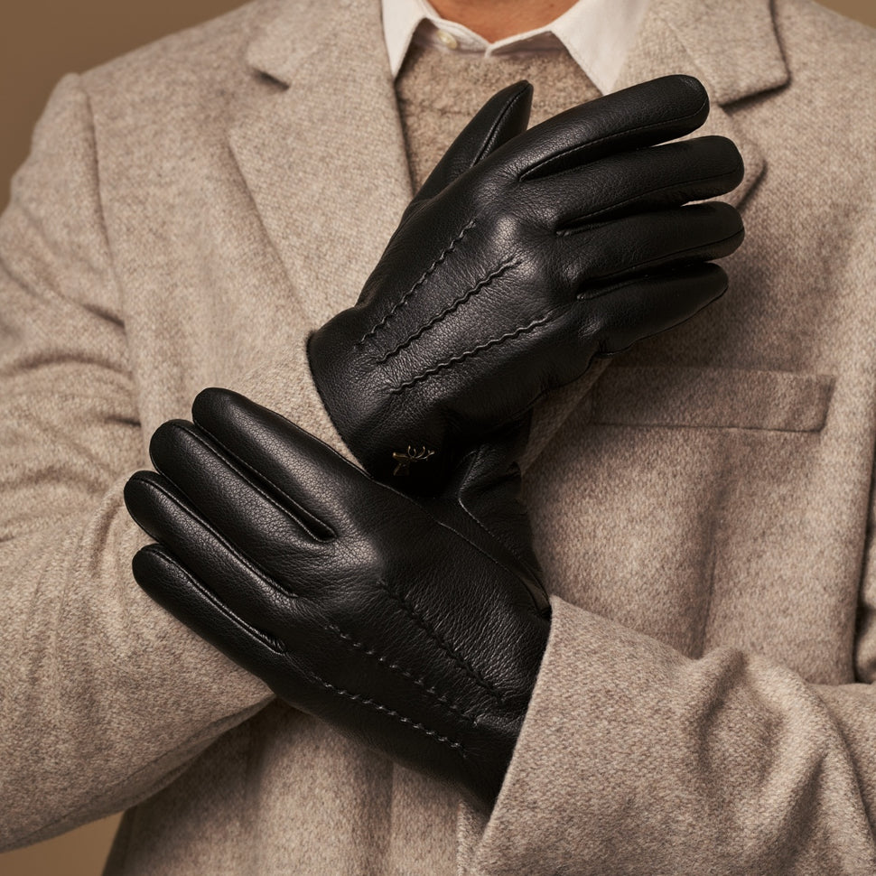 Hunter (black) – goatskin leather gloves with lambswool lining & touchscreen feature - Schwartz & von Halen - UK - 9