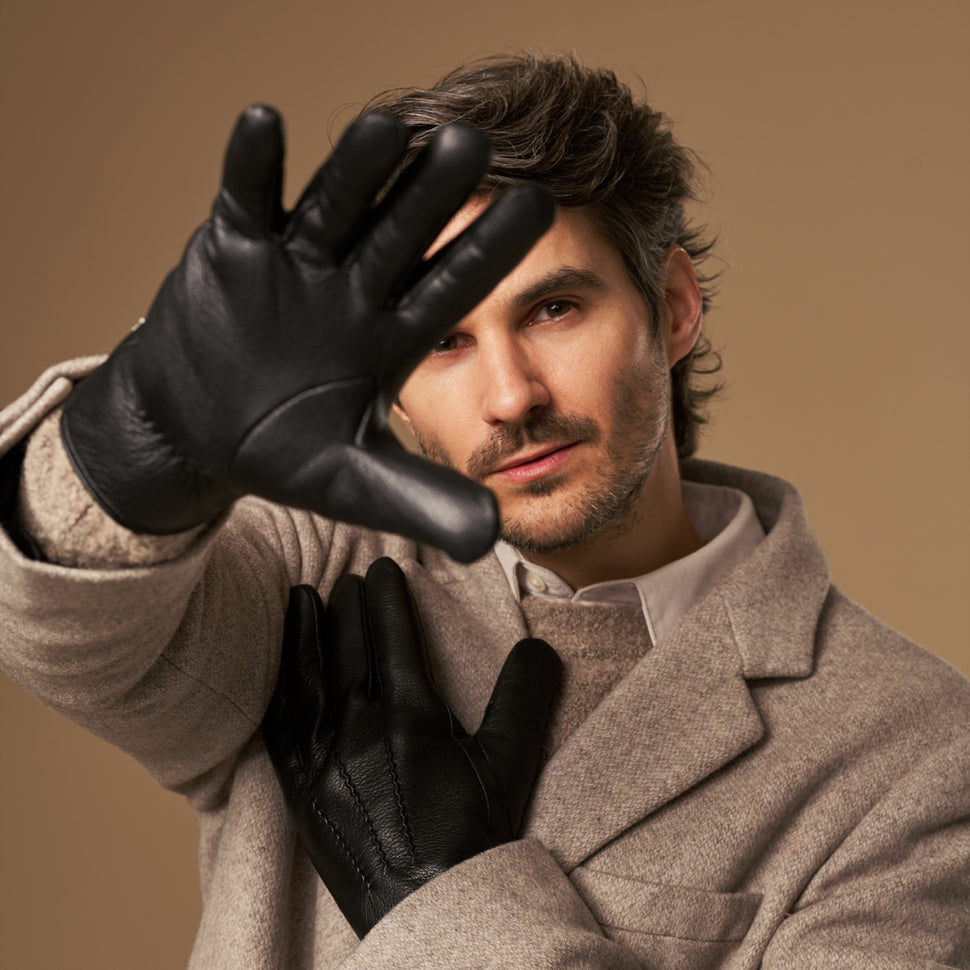 Hunter (black) – goatskin leather gloves with lambswool lining & touchscreen feature - Schwartz & von Halen - UK - 10