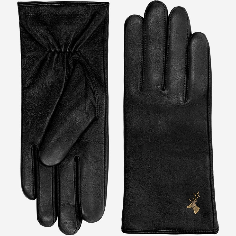 Ivy (black) – sheepskin leather gloves with wool/cashmere lining & touchscreen feature - Schwartz & von Halen - UK - 2