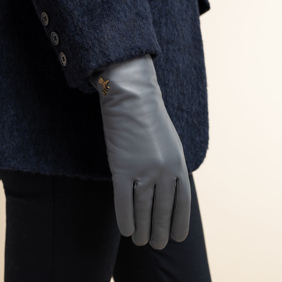 Ivy (grey) – sheepskin leather gloves with wool/cashmere lining & touchscreen feature - Schwartz & von Halen - UK -  7