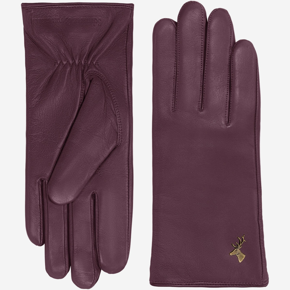 Ivy (purple) - sheepskin leather gloves with wool/cashmere lining & touchscreen feature - Schwartz & von Halen - UK - 2