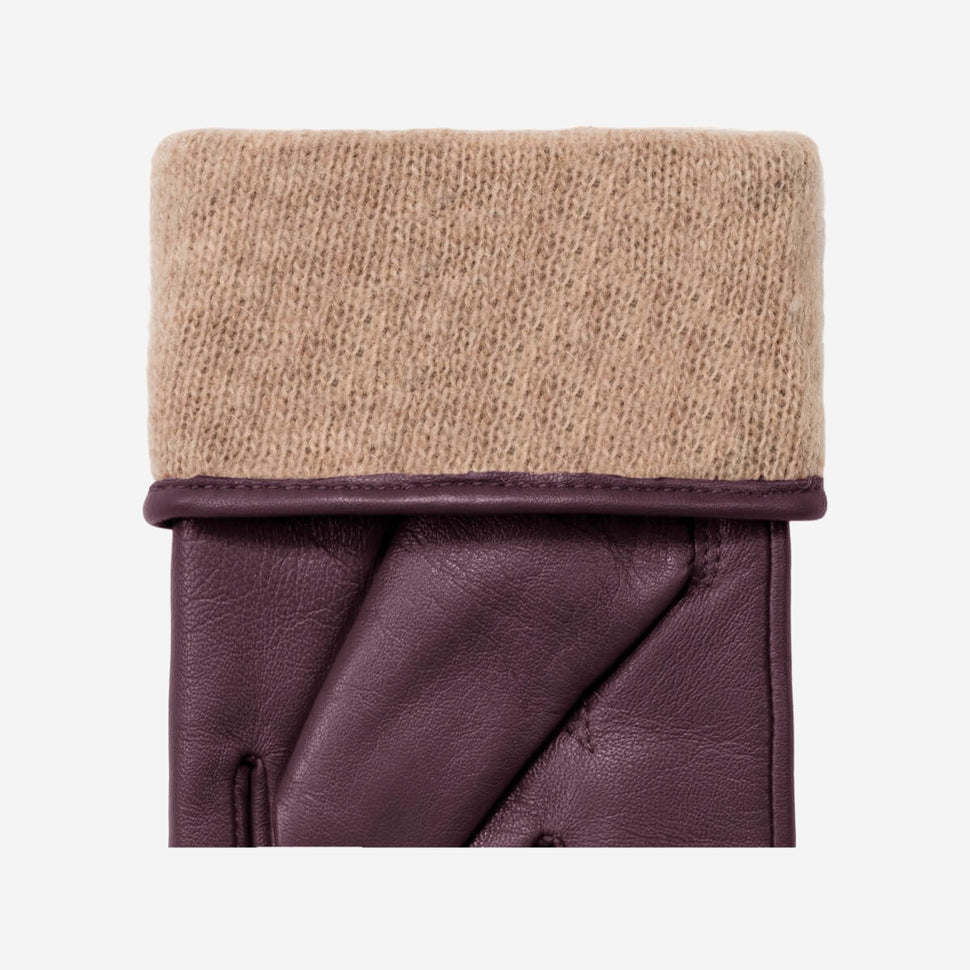 Ivy (purple) - sheepskin leather gloves with wool/cashmere lining & touchscreen feature - Schwartz & von Halen - UK - 3