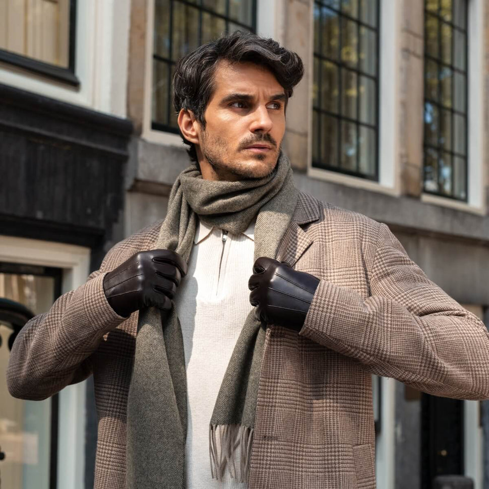 Jake (dark brown) - sheepskin gloves with warm fleece lining & touchscreen feature - Schwartz & von Halen - UK - 7