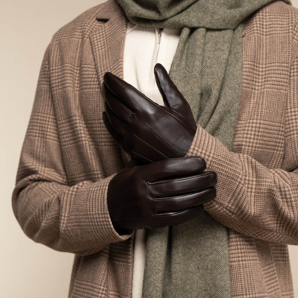 Jake (dark brown) - sheepskin gloves with warm fleece lining & touchscreen feature - Schwartz & von Halen - UK - 9