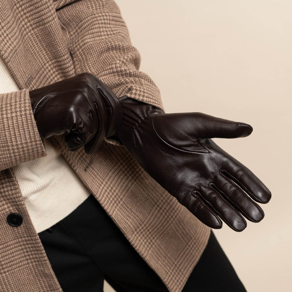 Jake (dark brown) - sheepskin gloves with warm fleece lining & touchscreen feature - Schwartz & von Halen - UK - 10
