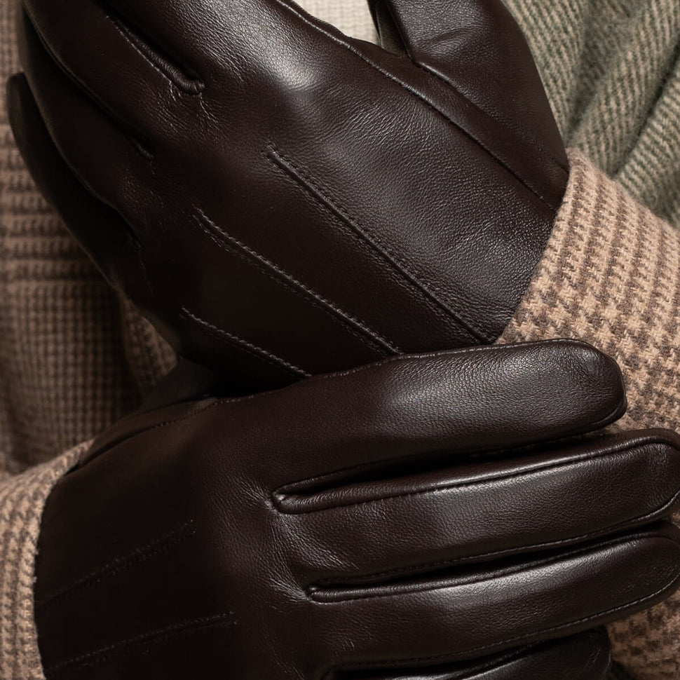 Jake (dark brown) - sheepskin gloves with warm fleece lining & touchscreen feature - Schwartz & von Halen - UK - 11