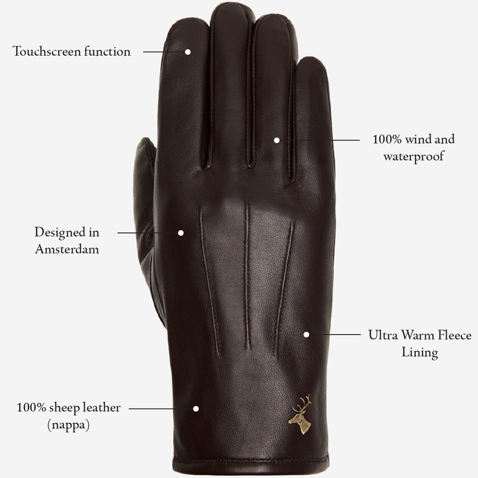 Jake (dark brown) - sheepskin gloves with warm fleece lining & touchscreen feature - Schwartz & von Halen - UK - 12