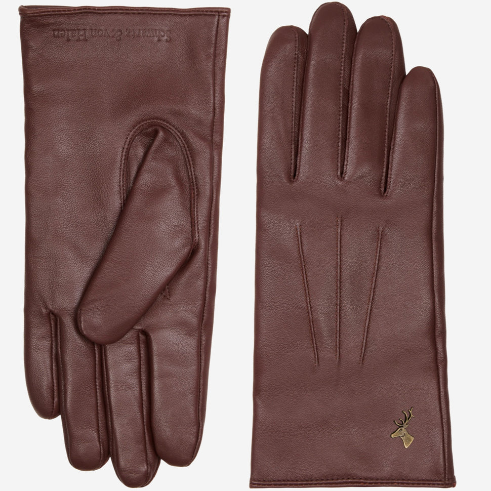 James (brown) - classic sheepskin leather gloves with luxurious cashmere lining & touchscreen feature - Schwartz & von Halen - UK - 2