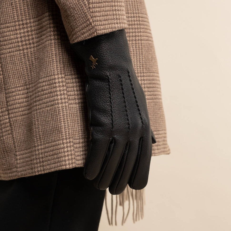 Jaxon (black) - goatskin leather gloves with luxurious faux fur lining & touchscreen feature - Schwartz & von Halen - UK - 11