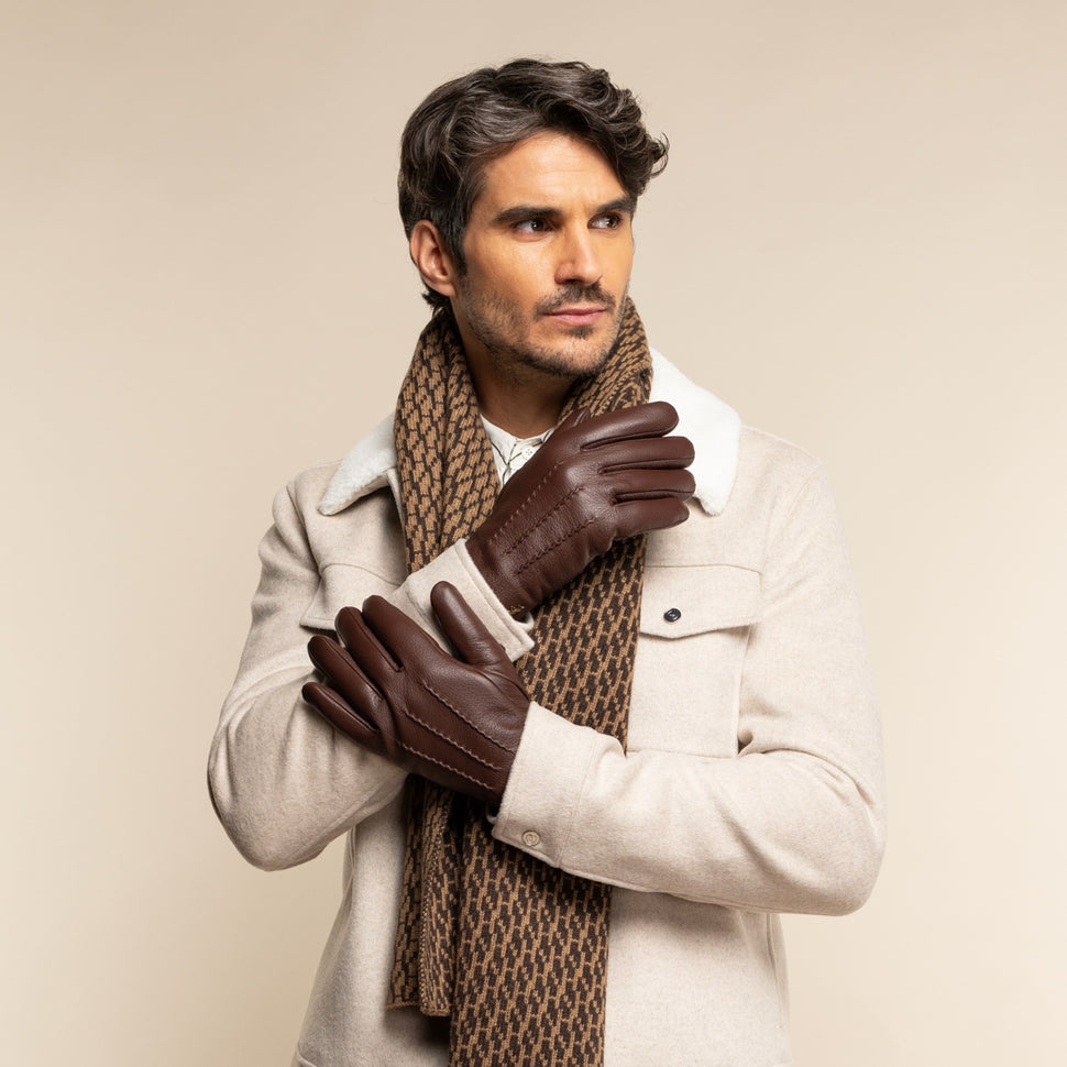 Jaxon (brown) - goatskin leather gloves with luxurious faux fur lining & touchscreen feature - Schwartz & von Halen - UK - 5