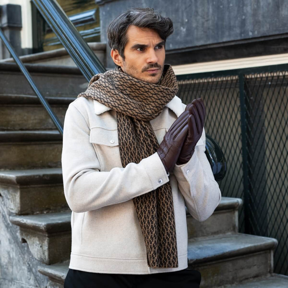 Jaxon (brown) - goatskin leather gloves with luxurious faux fur lining & touchscreen feature - Schwartz & von Halen - UK - 12