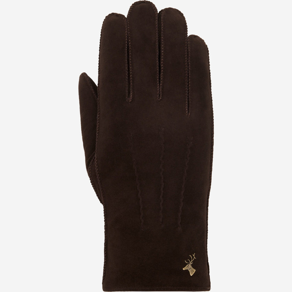 Josie (brown) - suede goatskin leather gloves with luxurious shearling lining - Schwartz & von Halen - UK - 1