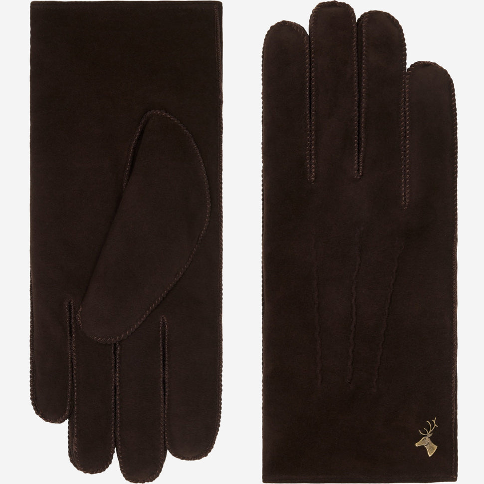Josie (brown) - suede goatskin leather gloves with luxurious shearling lining - Schwartz & von Halen - UK - 2