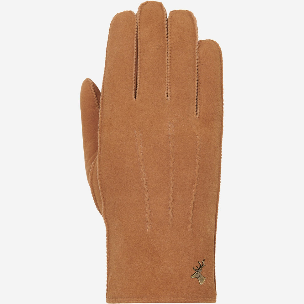 Josie (camel) - suede goatskin leather gloves with luxurious shearling lining - Schwartz & von Halen - UK - 1